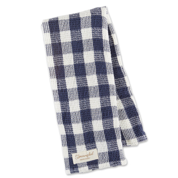 Navy Blue Checkered Waffle Dish Towel