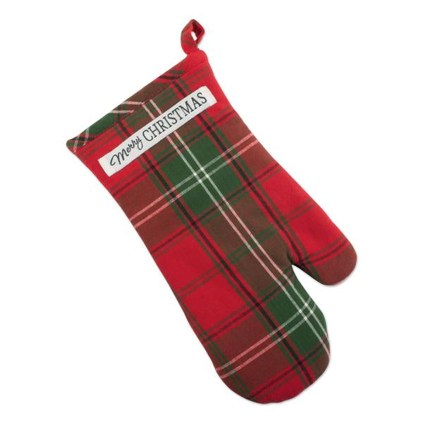 Merry Christmas Red & Green Plaid Oven Mitt