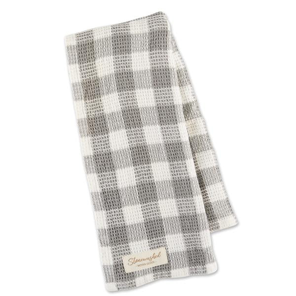Dove Gray Checkered Waffle Dish Towel