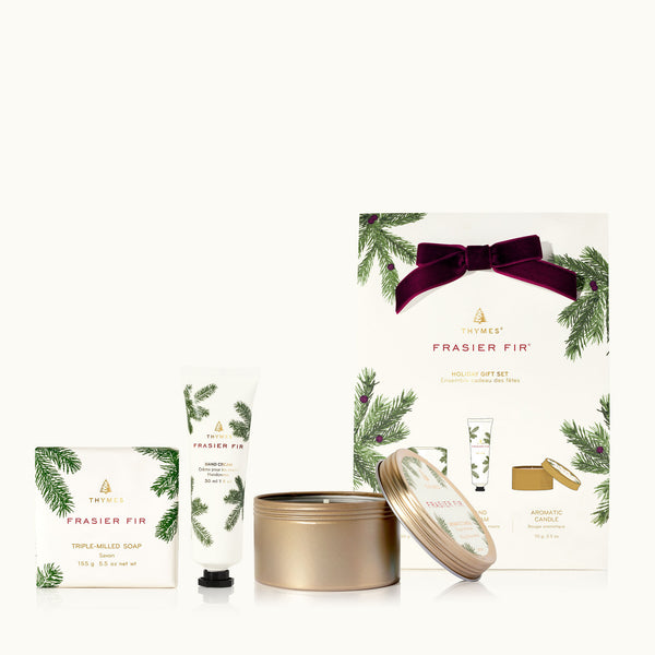 Thymes Frasier Fir Gift Set w/ Soap, Travel Candle, and Hand Cream