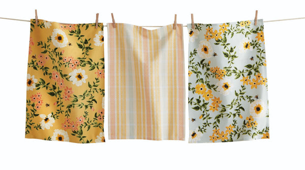 Close Up Tag Bee Floral Kitchen Towel Set