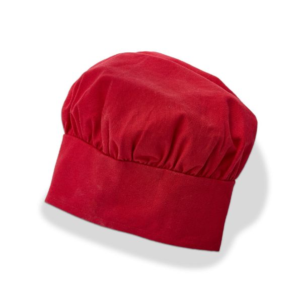 Close up view Tag Ltd Children's Red Cotton Chef Hat for Christmas Baking