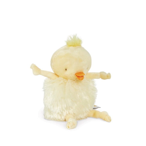 Plush toy duck on a white background
