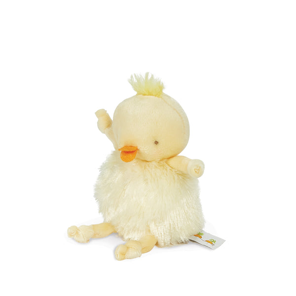 Plush toy chick on a white background