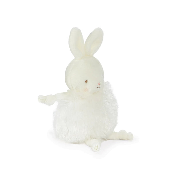 White plush bunny toy on a white background
