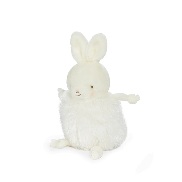 White plush fluffy bunny on a white background