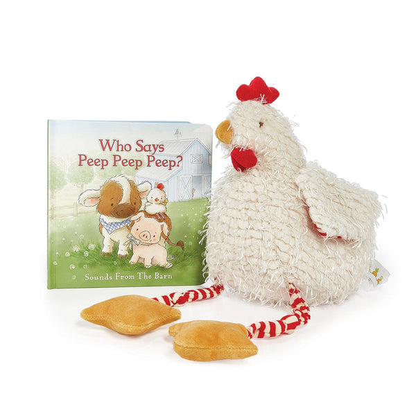 Who Says Peep Book w/ Clucky the Chicken Stuffed Animal