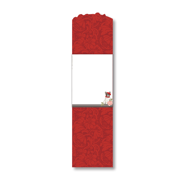 Red and White Paris Pocket Notepad with French Bulldog in Beret