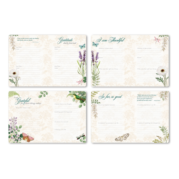 Gratitude Journal Prompted Pages with Flowers and Butterflies
