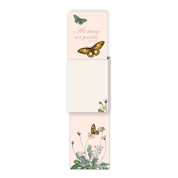 Notebook with butterfly and floral designs and Matthew 19:26 