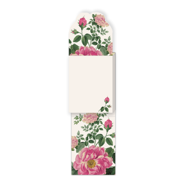 Floral notepad with pink roses on a white background