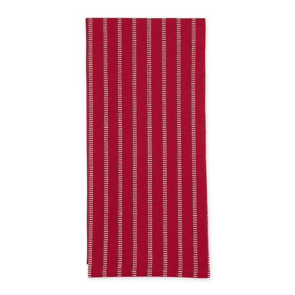 Red & White Stitch Striped Cotton Dishtowel