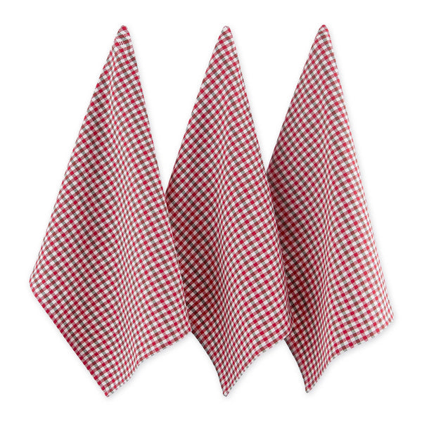 View of 3 Holiday Houndstooth Kitchen Towels 