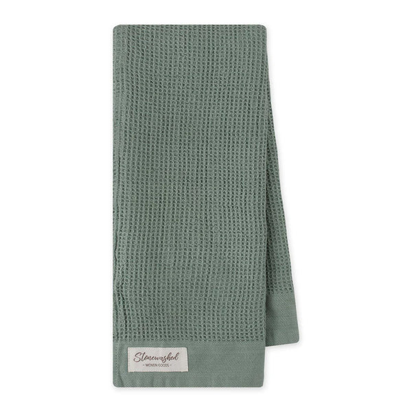 Close Up Jadeite Green Waffle Kitchen Towel