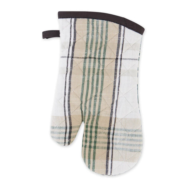 Back side Cream, Black, Green, Tan Plaid Oven Mitt