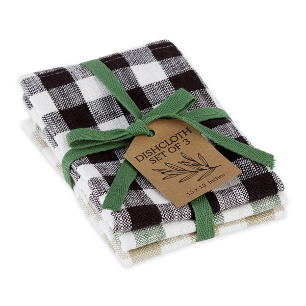 Green House Checks Dishcloth Set of 3