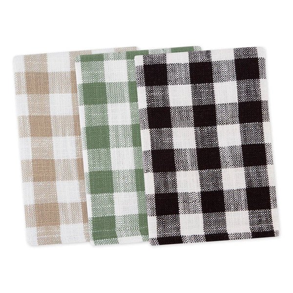 Buffalo Check Dishcloth set in White, Tan, Green, and Black