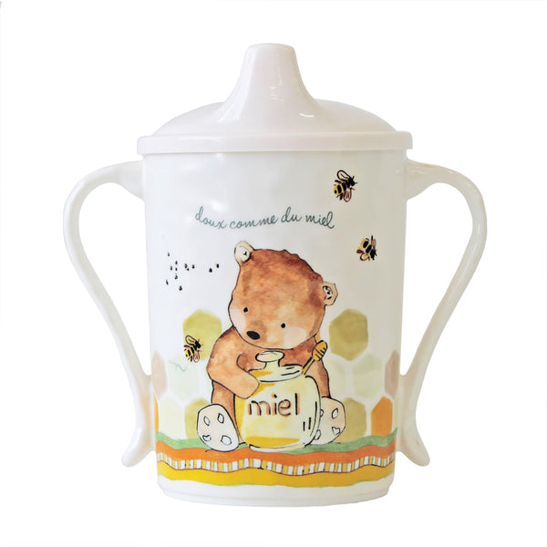 Baby Cie Textured Melamine sippy Cup with Bear, Honey Jar and Happy Bees