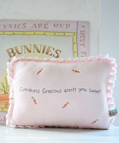 Bunnies by the Bay Pink Velour & Satin Pillow