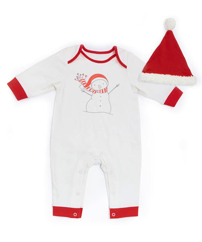 Bunnies by the Bay Organic Flurry Romper with Santa Hat