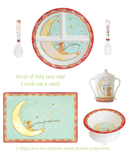 Baby Cie Rever d'etre une star Baby Dish Set With a Bunny on the Moon