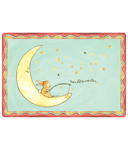 Baby Cie Dani Wish Upon a Star Children's Placemat with Bunny Fishing from the Moon