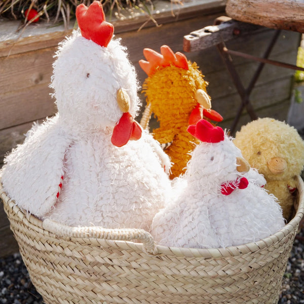 Big Clucky, Randy Rooster, Wee Clucky, and Clucky Stuffed Animals