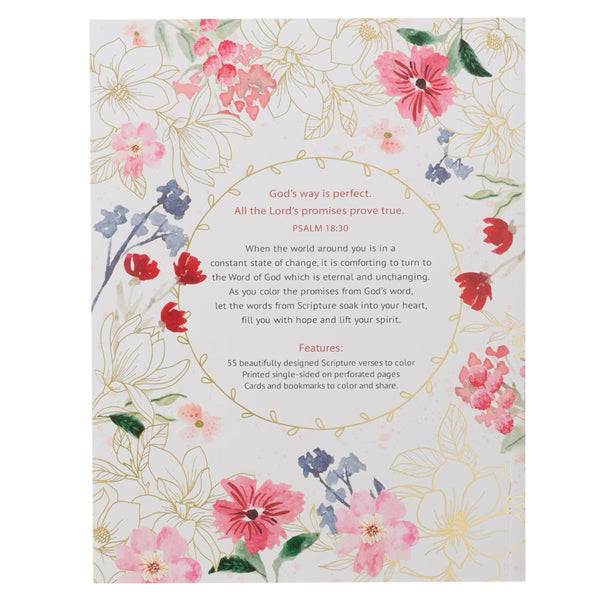 Back Cover with Floral design and Scripture verse on a white background