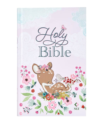 Children's Bible with deer and floral design on a white background