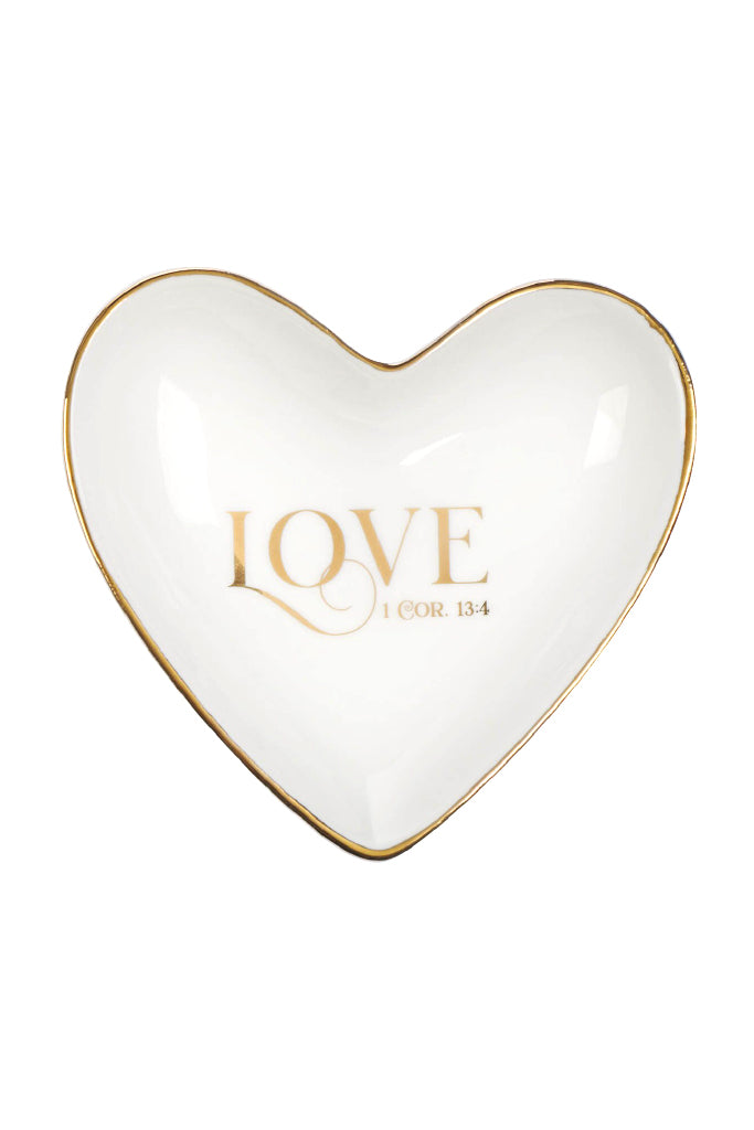 Love Ceramic Heart Dish with 1 Cor. 13:4