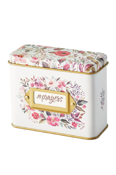 Floral My Prayers Prayer Card Tin