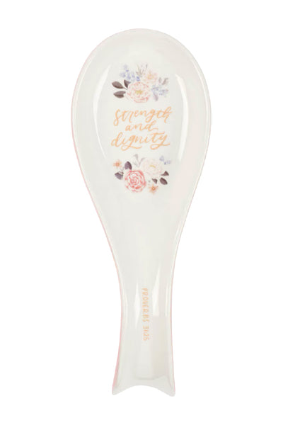 White & Pink Floral Proverbs 31 Spoon Rest