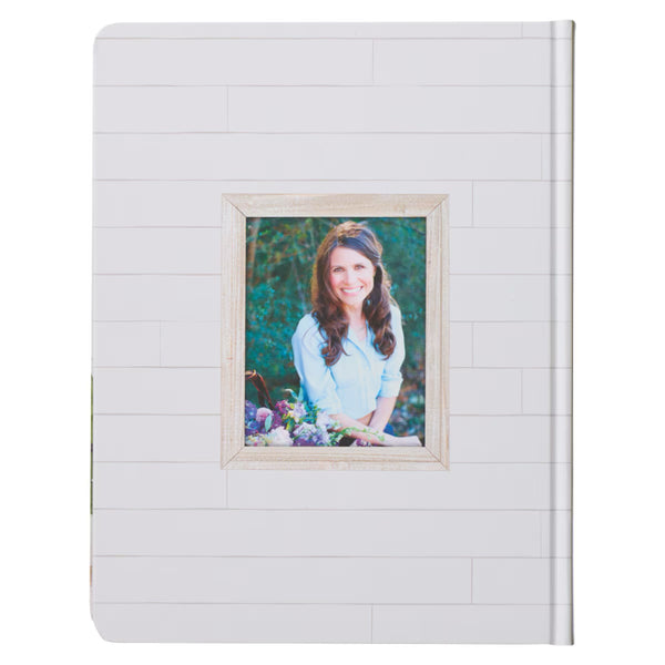 Back Cover featuring photo of the Author in a garden