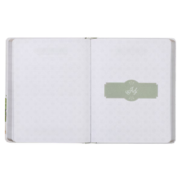 Open Devotional with a sage green Chapter label on a white background