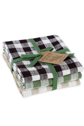 DII Green House Buffalo Check Kitchen Towel Set