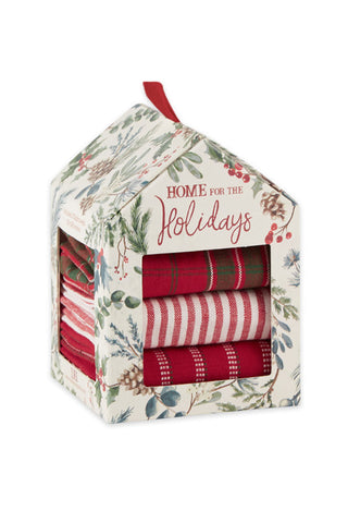 DII Home For the Holidays House Gift Set of 3 Christmas Dishtowels