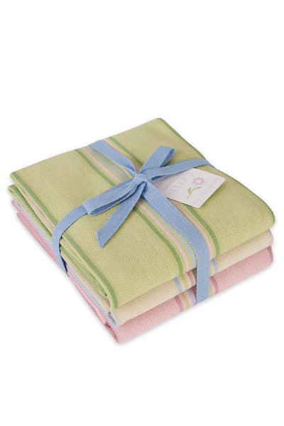 Easter Cotton Striped Pastel Kitchen Towel Set