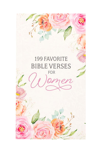 Book cover with floral design and text '199 Favorite Bible Verses for Women' on a light background