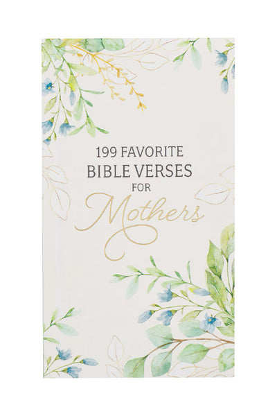 Book cover with floral design and text '199 Favorite Bible Verses for Mothers' on a white background