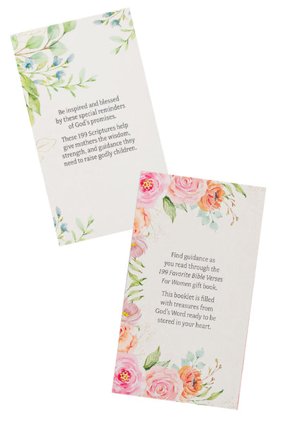 Two floral-themed booklets with text on a white background