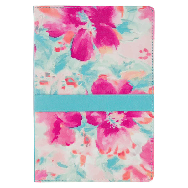 Pink, White, and Aqua Floral Back Cover for Teen Devotional