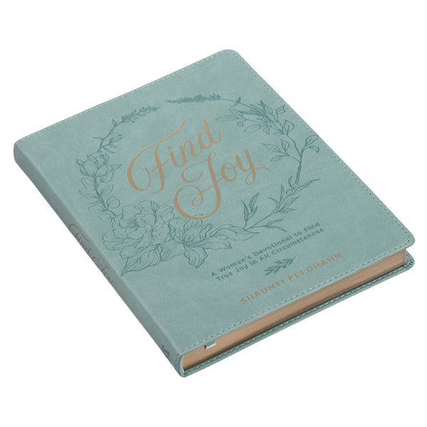 Angle View Find Joy Devotional with Gold Accents
