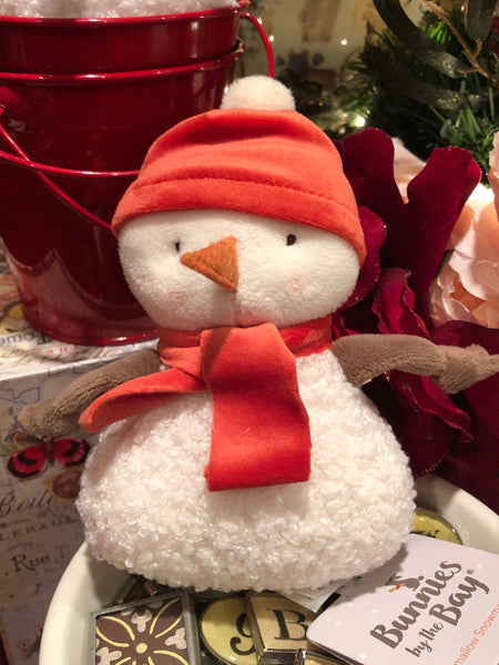 Plush Sherpa Snowman Toy with Rust Velour Hat & Scarf