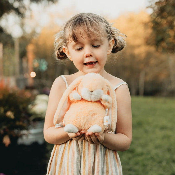 Tiny Nibble Apricot Bunny with Little Girl