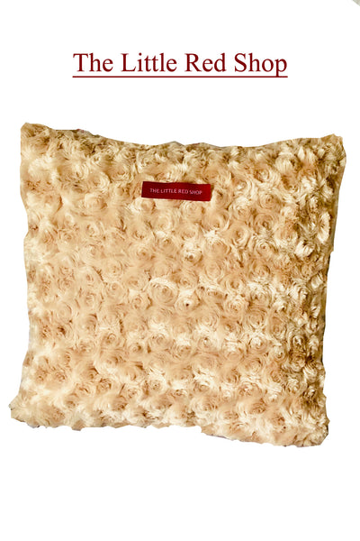 Soft Caramel Faux Fur Throw Pillow by The Little Red Shop