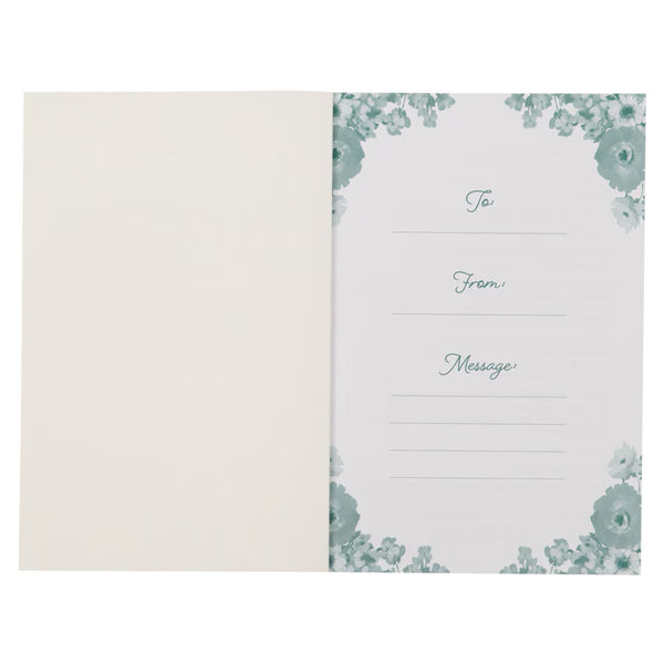 Presentation page with teal florals