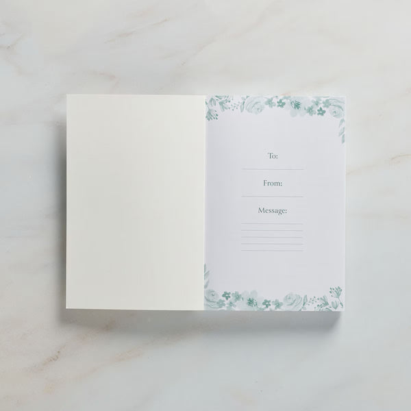Presentation Page with Teal Floral Design on White Background