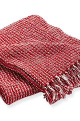 Red Waffle Weave Chambray Throw