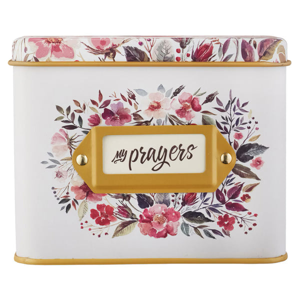 My Prayers Floral Card Tin with Brass Nameplate