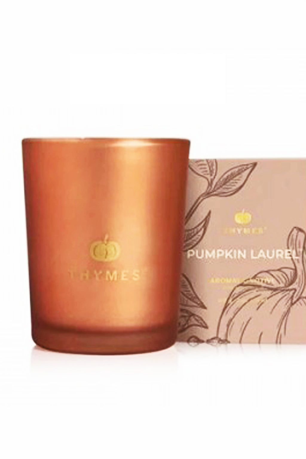 Thymes Pumpkin Laurel Votive Candle in Copper Glass Tumbler